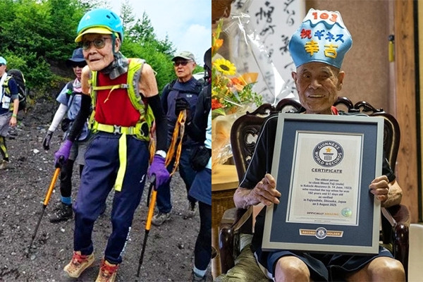 Cụ ông 102 tuổi chinh phục núi Phú Sĩ cao hơn 3.700m