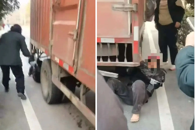 The 70-year-old man was swept under the car, and the actions of the driver behind were praised