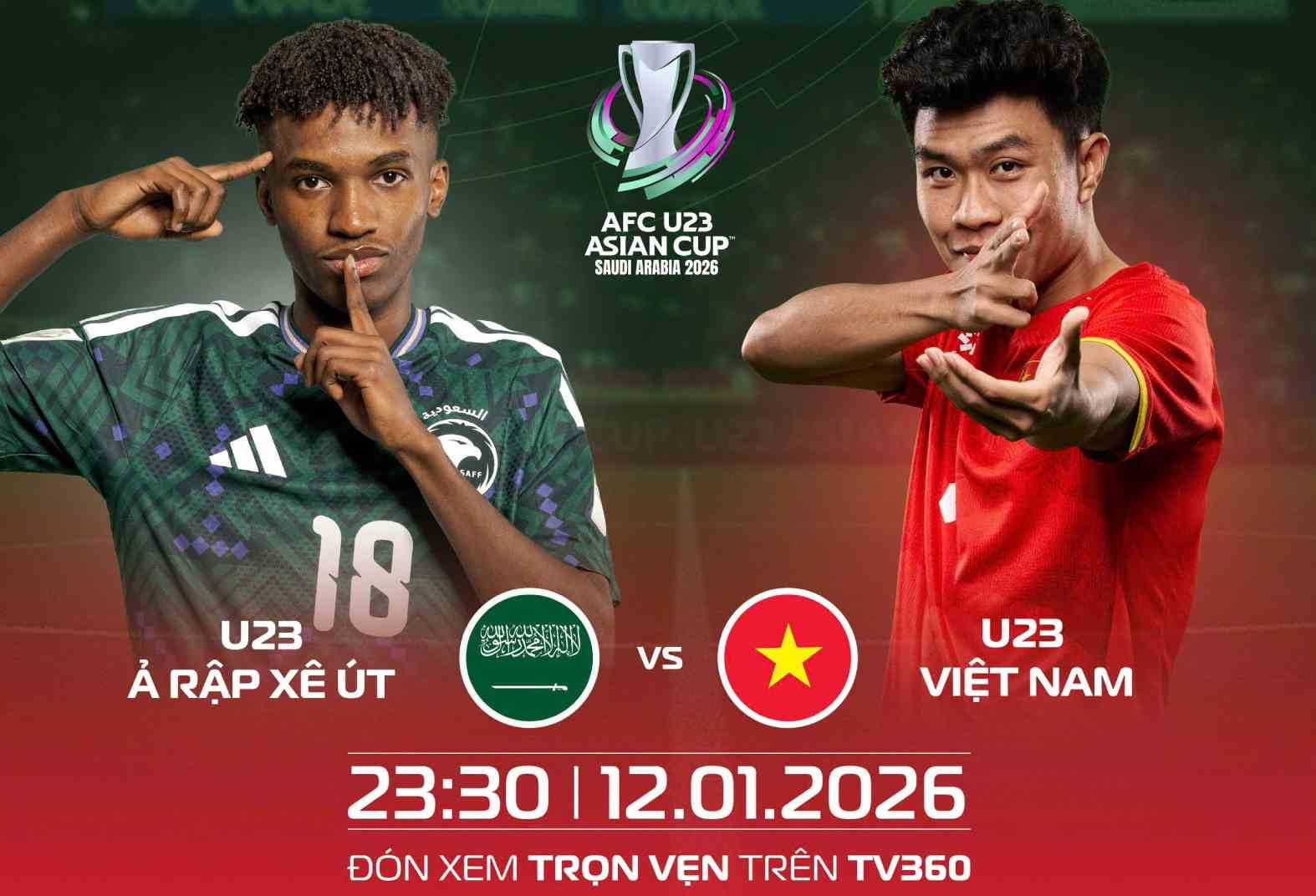 Link xem trực tiếp U23 Việt Nam vs U23 Ả Rập Xê Út: VCK U23 châu Á 2026