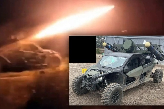 Cận cảnh xe địa hình gắn tên lửa Hellfire của quân đội Ukraine