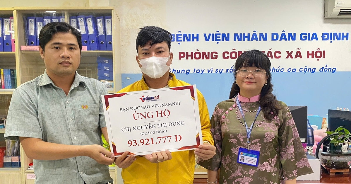 Trao hơn 93 triệu đồng tới chị Nguyễn Thị Dung nguy kịch vì sốt xuất huyết