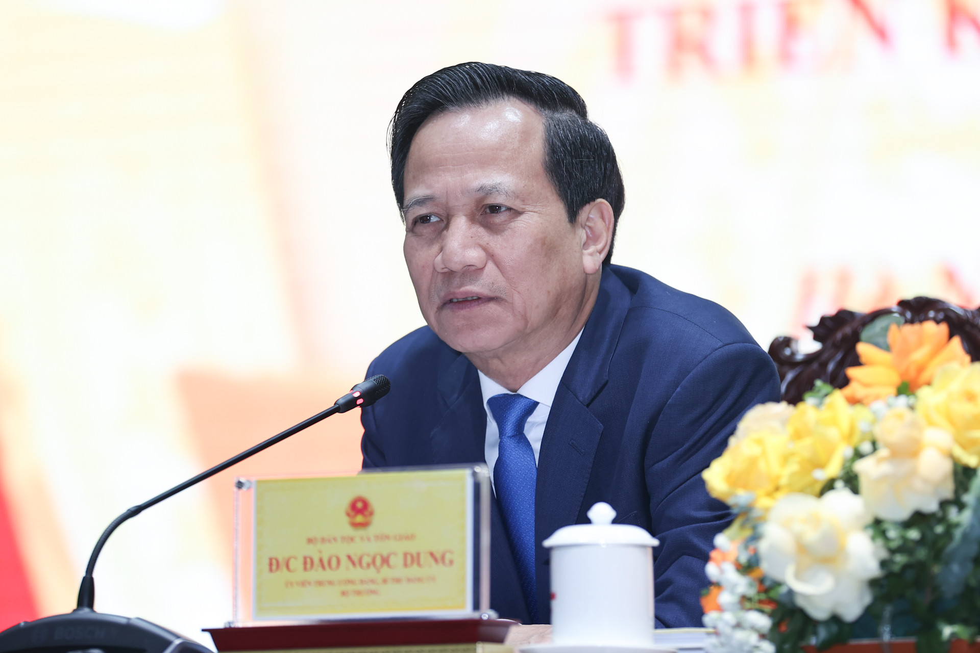 Bộ trưởng Bộ Dân tộc và Tôn giáo Đào Ngọc Dung phát biểu tại Hội nghị tổng kết công tác dân tộc, tôn giáo năm 2025, triển khai nhiệm vụ năm 2026 tổ chức ngày 14/1.