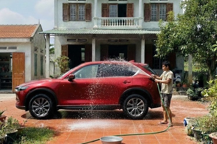 Có nên sử dụng nước giếng khoan để rửa xe?