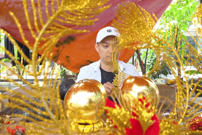 Dừa dát vàng tiền triệu hút khách dịp cận Tết