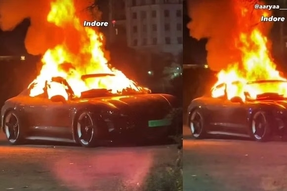 Siêu xe điện Porsche Taycan Turbo S hơn 7 tỷ bốc cháy ngùn ngụt giữa đường