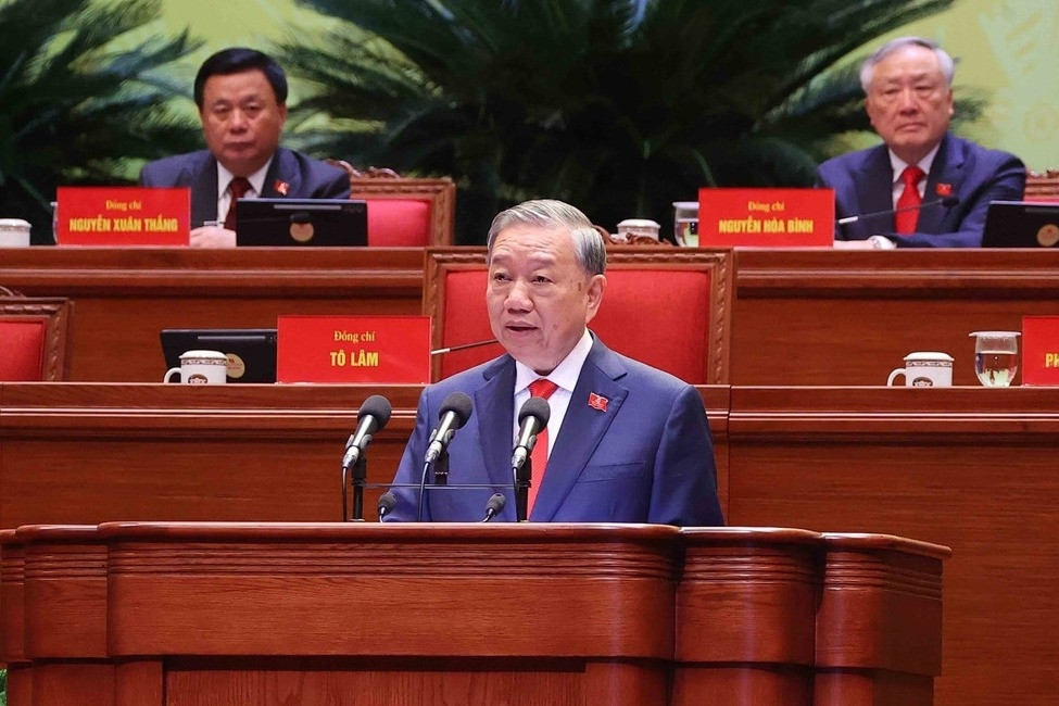 Tổng Bí thư Tô Lâm trình bày báo cáo về các văn kiện trình Đại hội 14 của Đảng