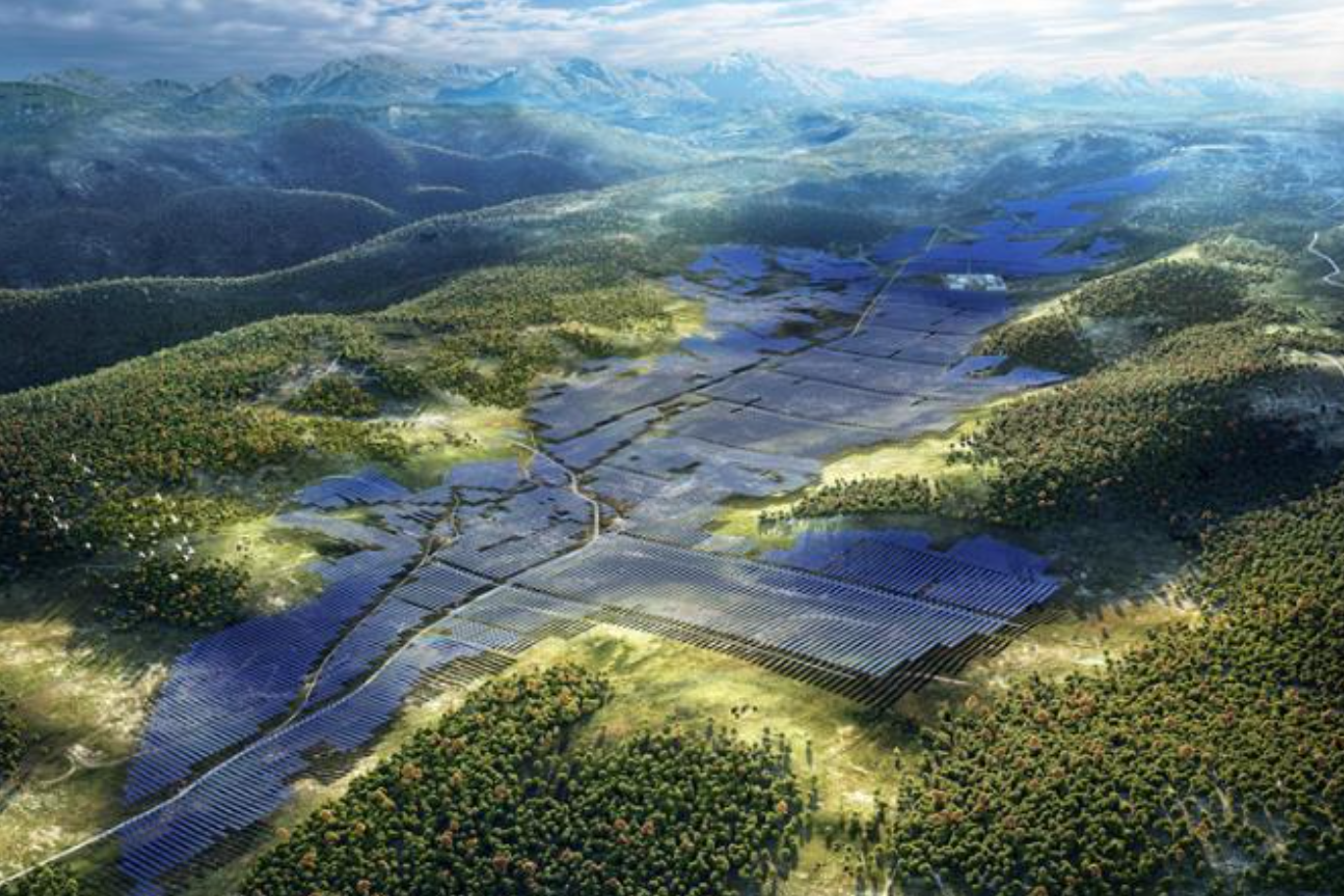 Cánh đồng điện mặt trời khổng lồ trên cao nguyên