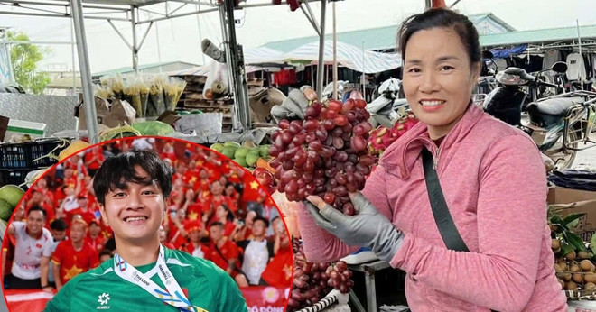 Sạp hoa quả của mẹ thủ môn Văn Bình đắt khách lạ thường sau tấm HCĐ U23 châu Á