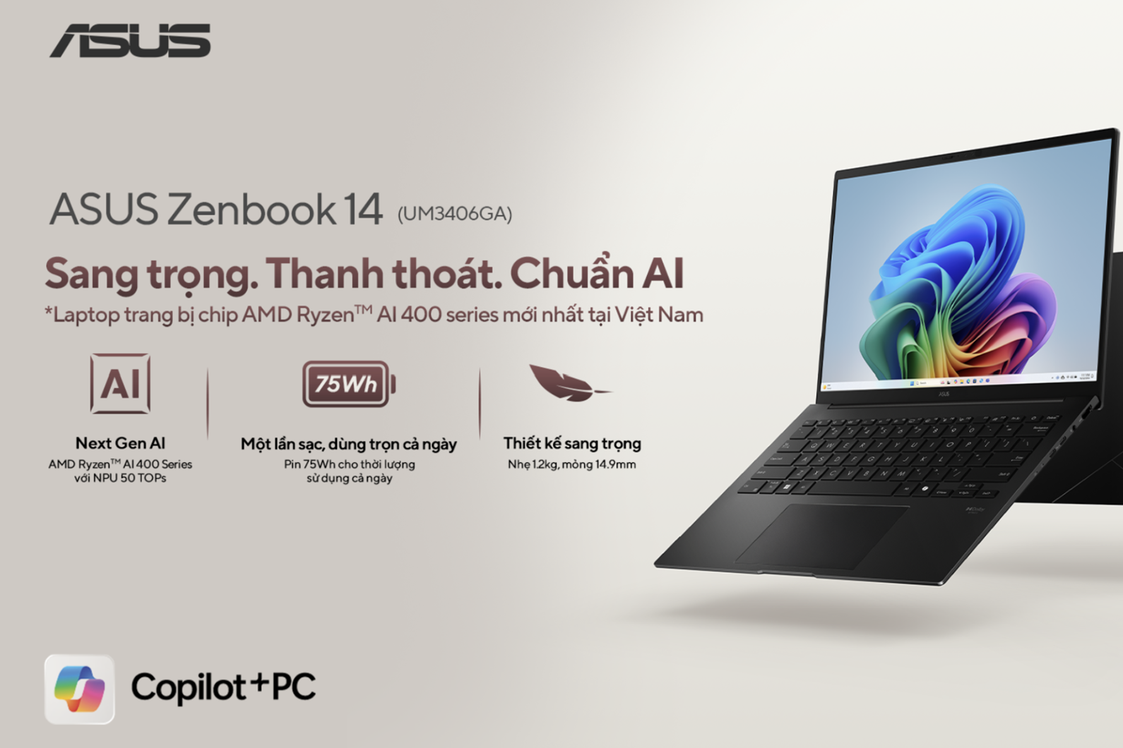 ASUS đưa loạt laptop dùng chip Ryzen AI 400 Series mới nhất về Việt Nam