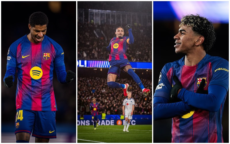 Rashford, Raphinha và Yamal cùng ghi bàn sau khi Lewandowski mở tỷ số - Ảnh: FCB