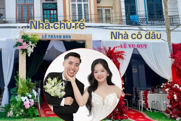 Cặp đôi chung vách ở Bắc Ninh cưới nhau, hai nhà chung rạp, rước dâu mất 10 giây