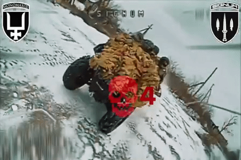 UAV Ukraine rượt đuổi xe địa hình của quân Nga