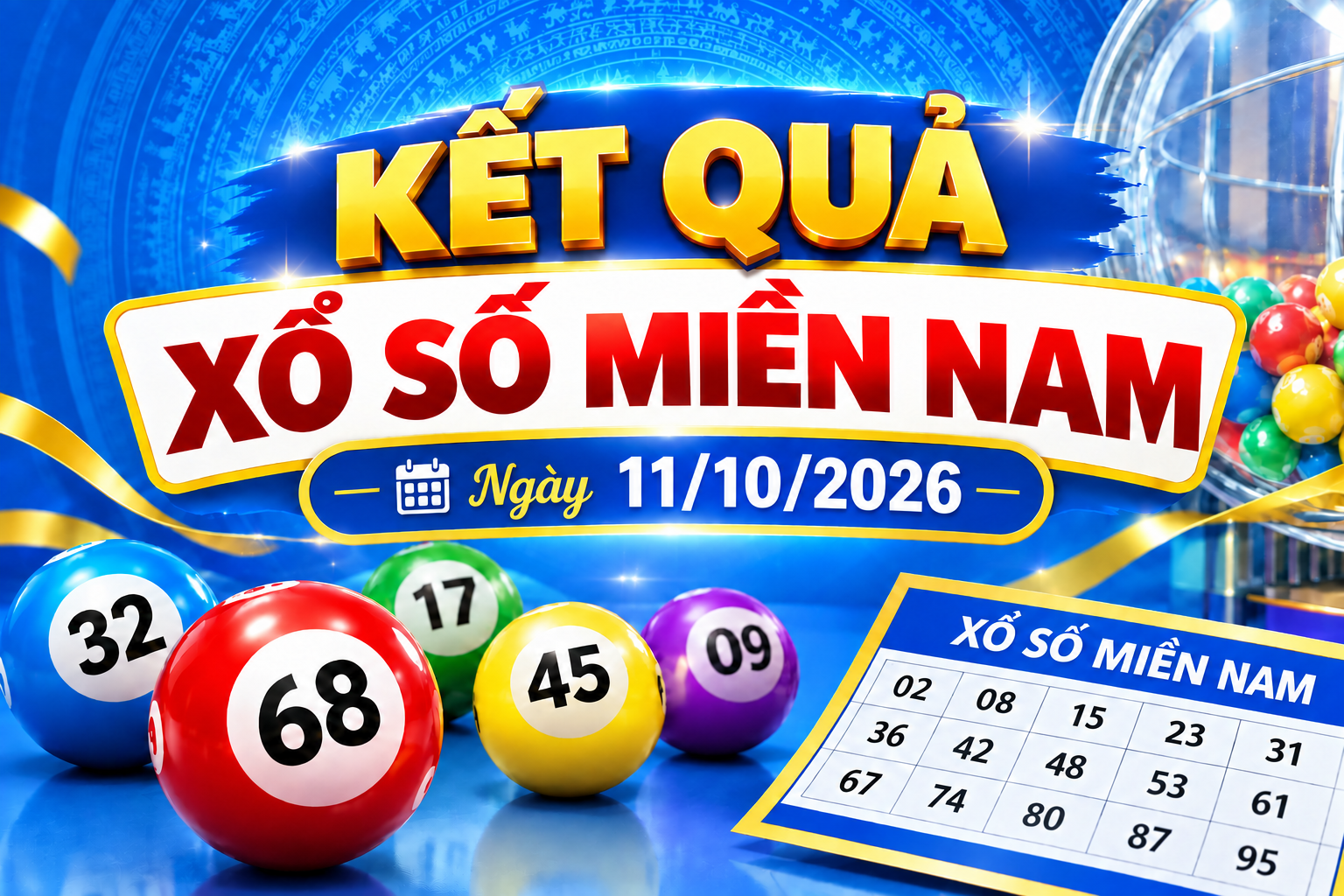 Kết quả xổ số miền Nam hôm nay ngày 11/10/2026