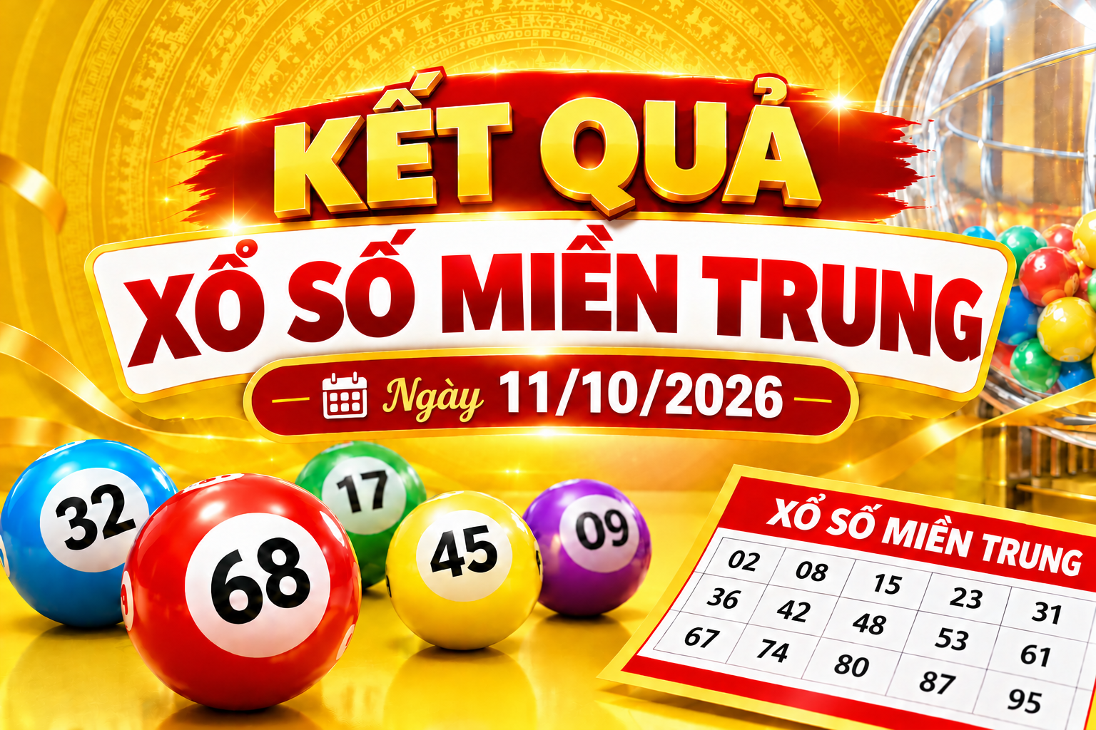 Kết quả xổ số miền Trung hôm nay ngày 11/10/2026