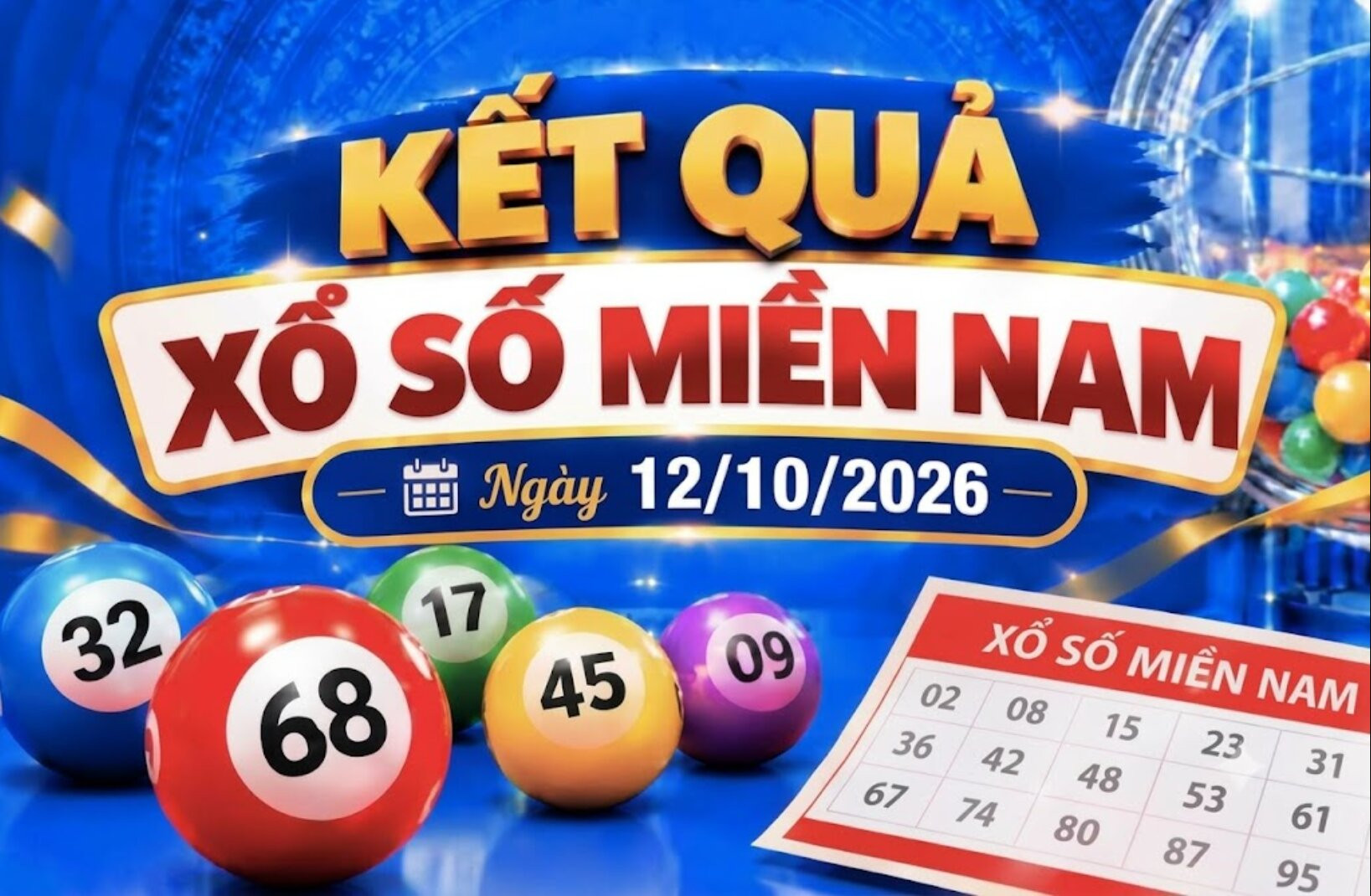 Kết quả xổ số miền Nam hôm nay ngày 12/10/2026