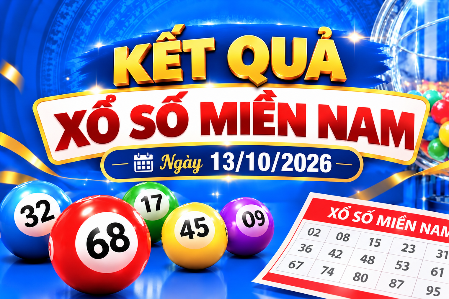 Kết quả xổ số miền Nam hôm nay ngày 13/10/2026