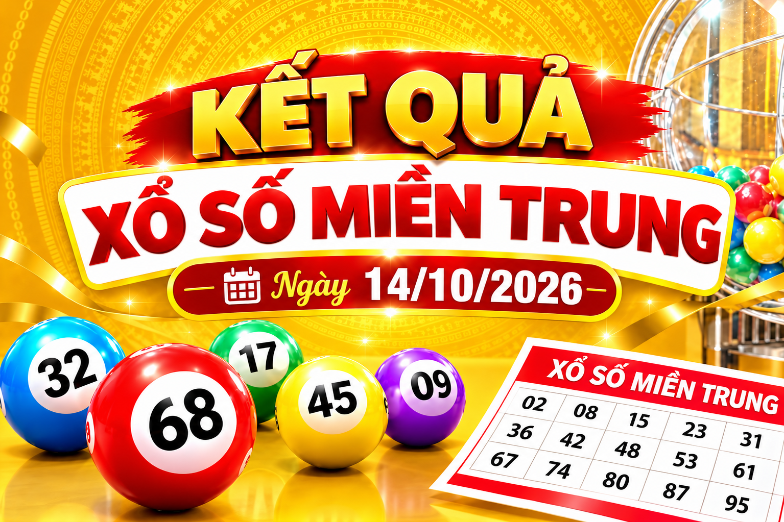 Kết quả xổ số miền Trung hôm nay ngày 14/10/2026