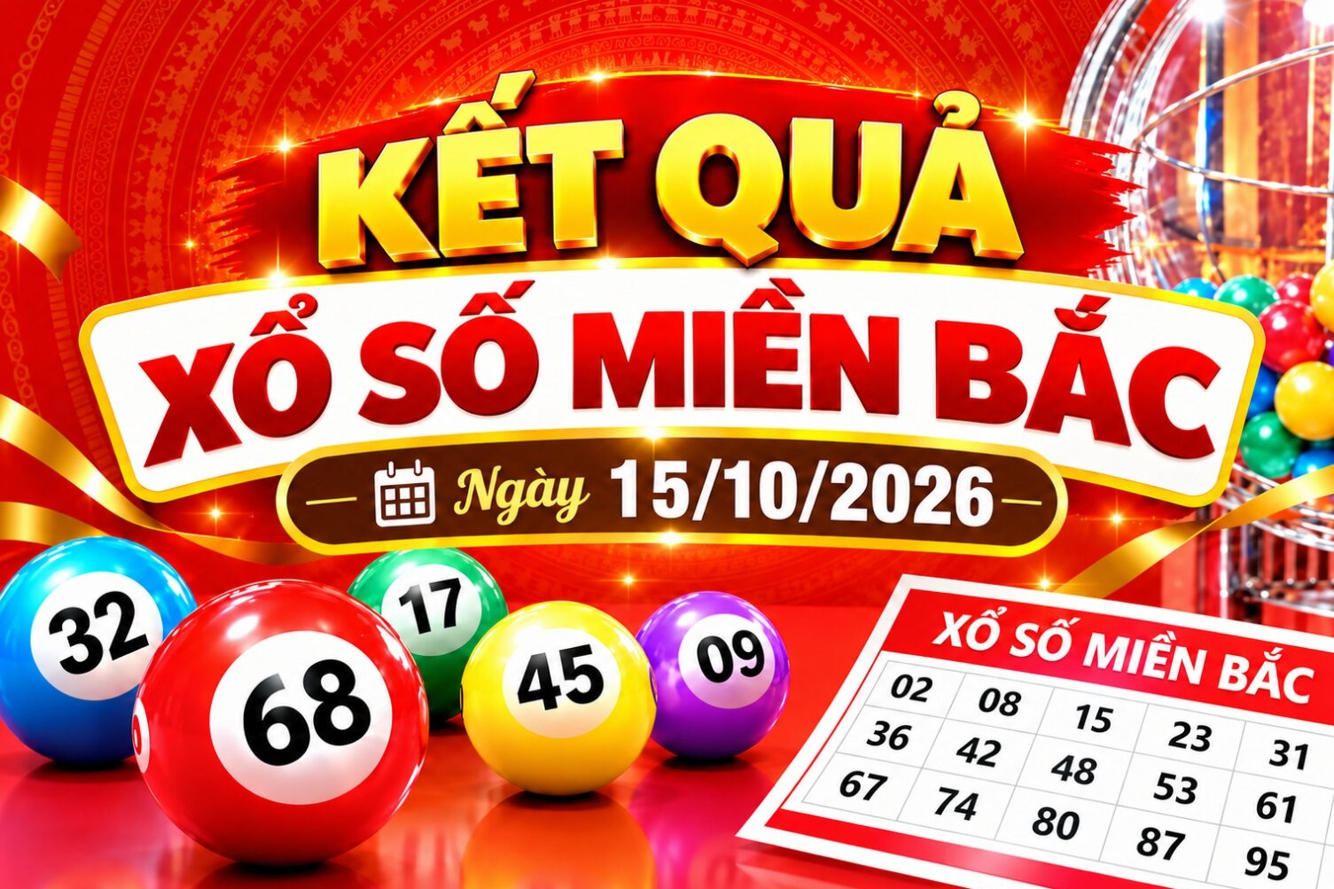 Kết quả xổ số miền Bắc hôm nay ngày 15/10/2026