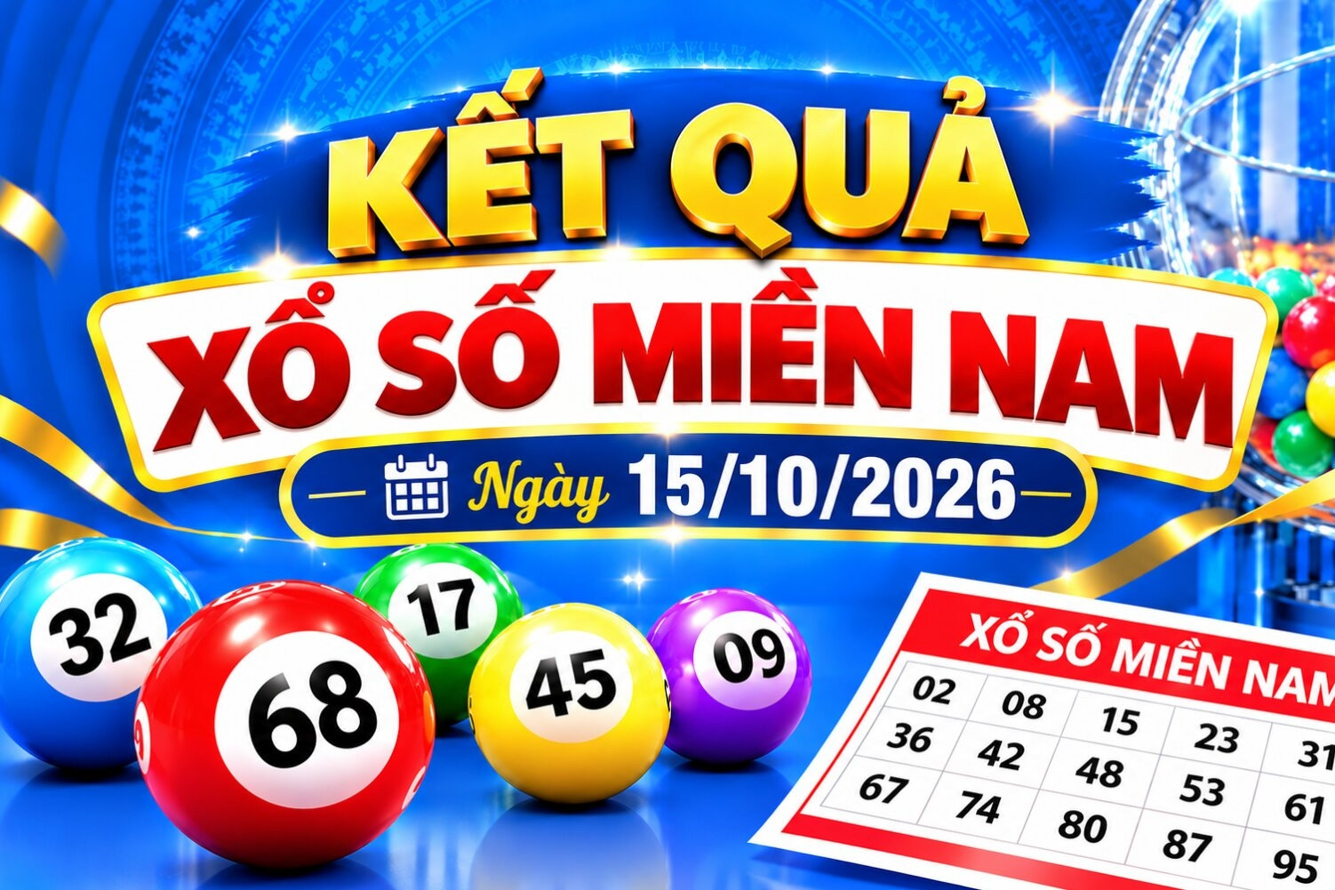 Kết quả xổ số miền Nam hôm nay ngày 15/10/2026