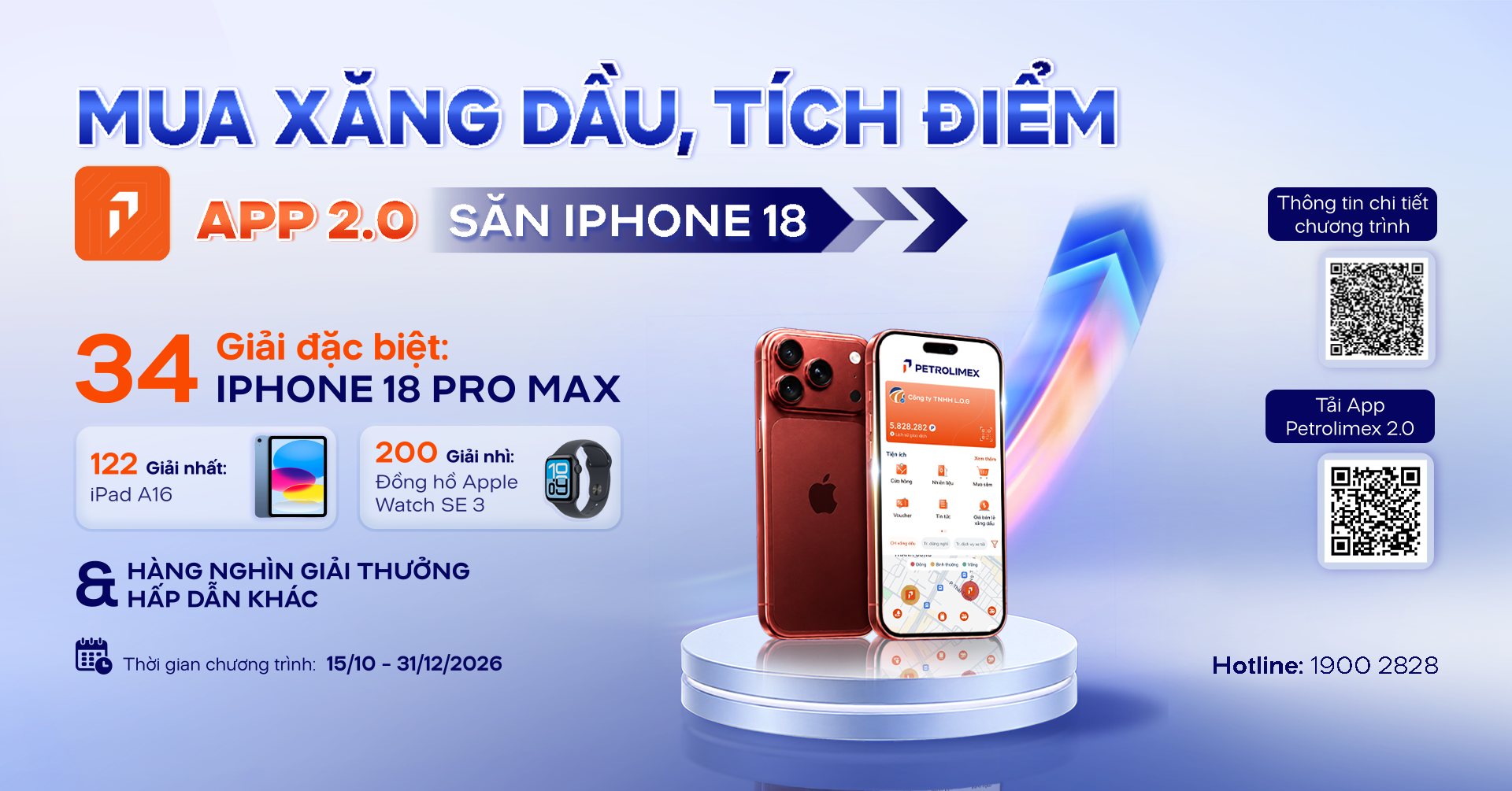 Mua xăng dầu, tích điểm trên App Petrolimex 2.0, săn iPhone 18