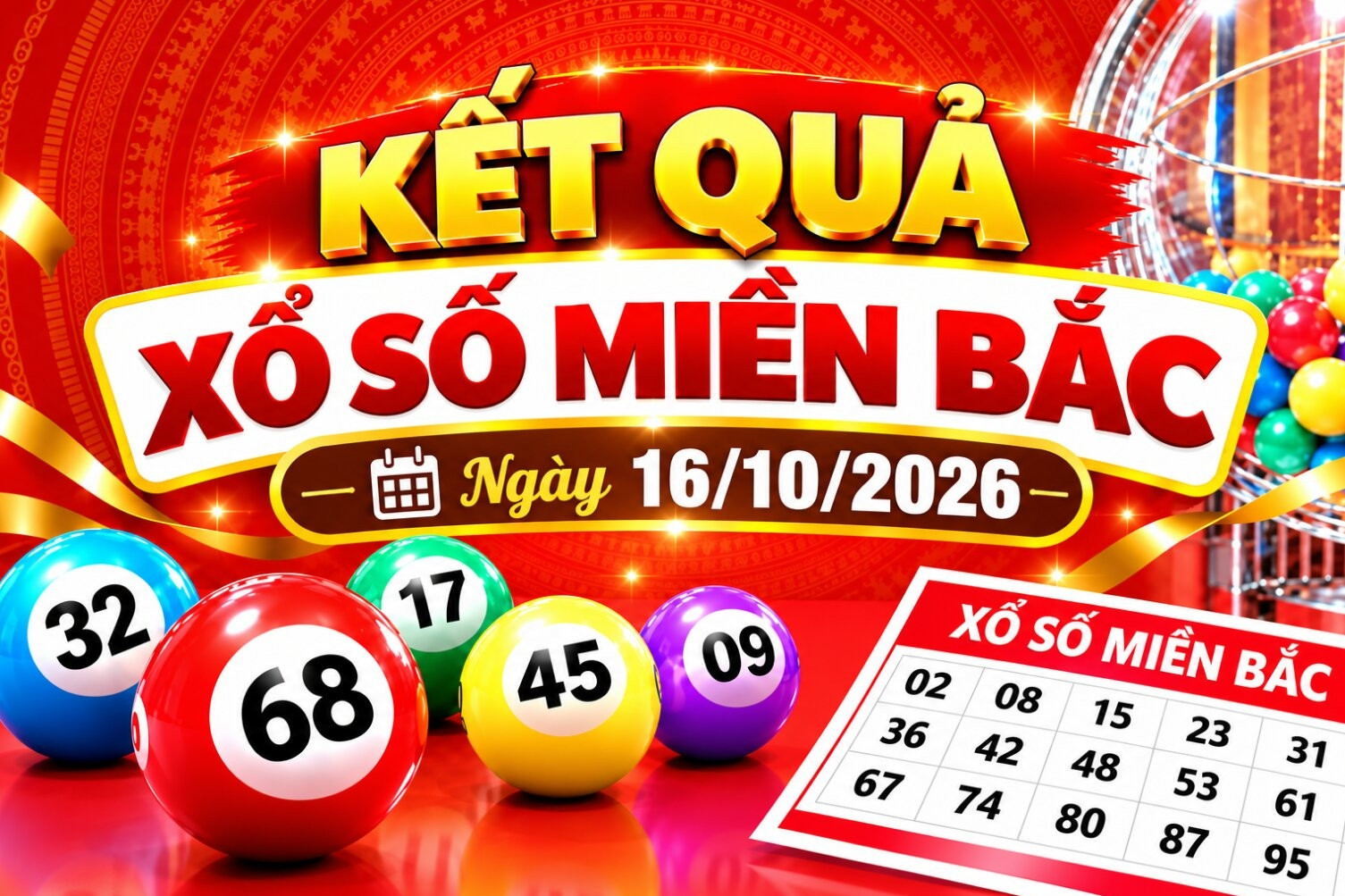 Kết quả xổ số miền Bắc hôm nay ngày 16/10/2026