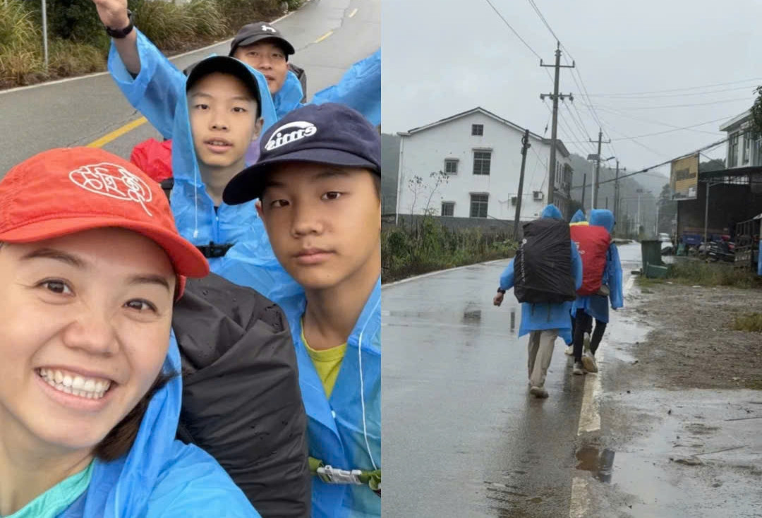 Vợ chồng đưa 2 con đi bộ 3 ngày, vượt quãng đường 85km về thăm ông bà