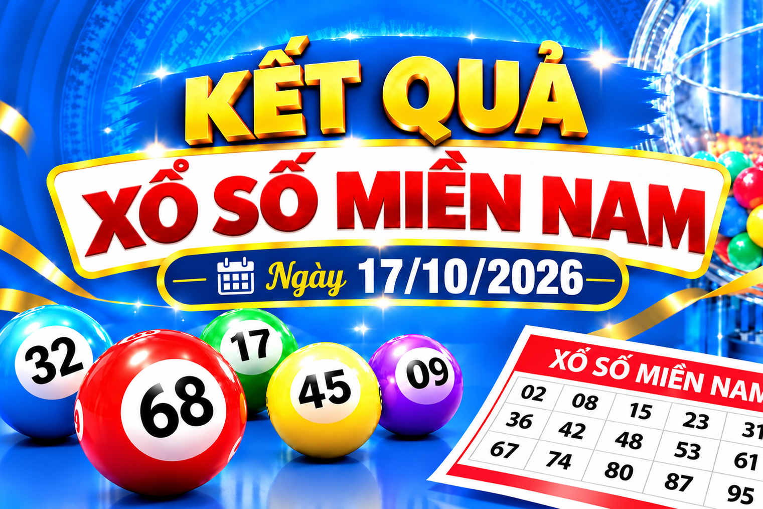 Kết quả xổ số miền Nam hôm nay ngày 17/10/2026