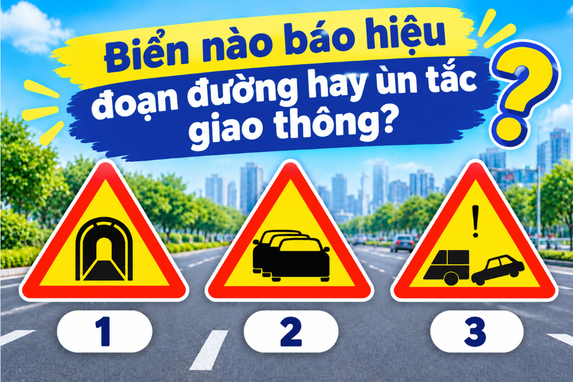 Đâu là biển báo hiệu đoạn đường thường xuyên ùn tắc giao thông?