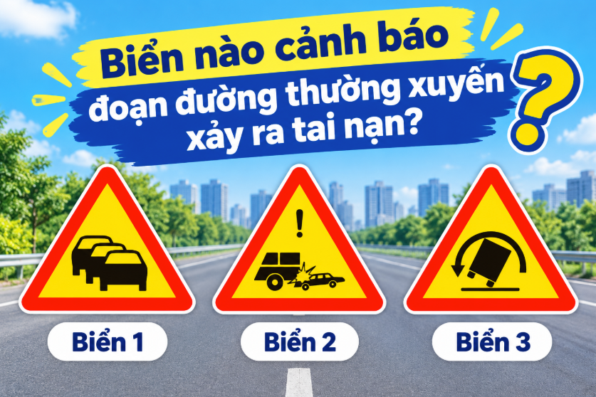 Đâu là biển cảnh báo đoạn đường thường xảy ra tai nạn?