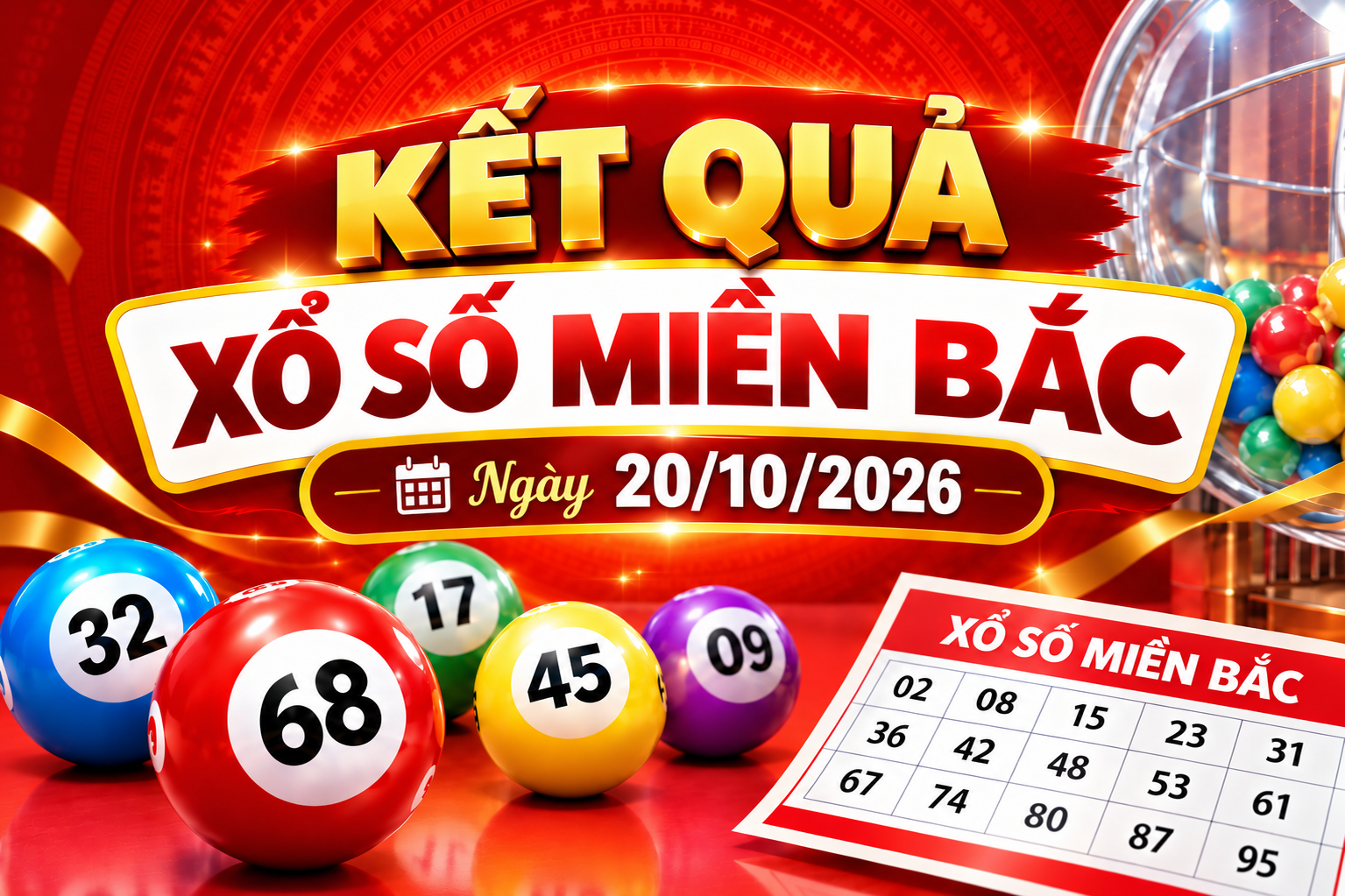Kết quả xổ số miền Bắc hôm nay ngày 20/10/2026