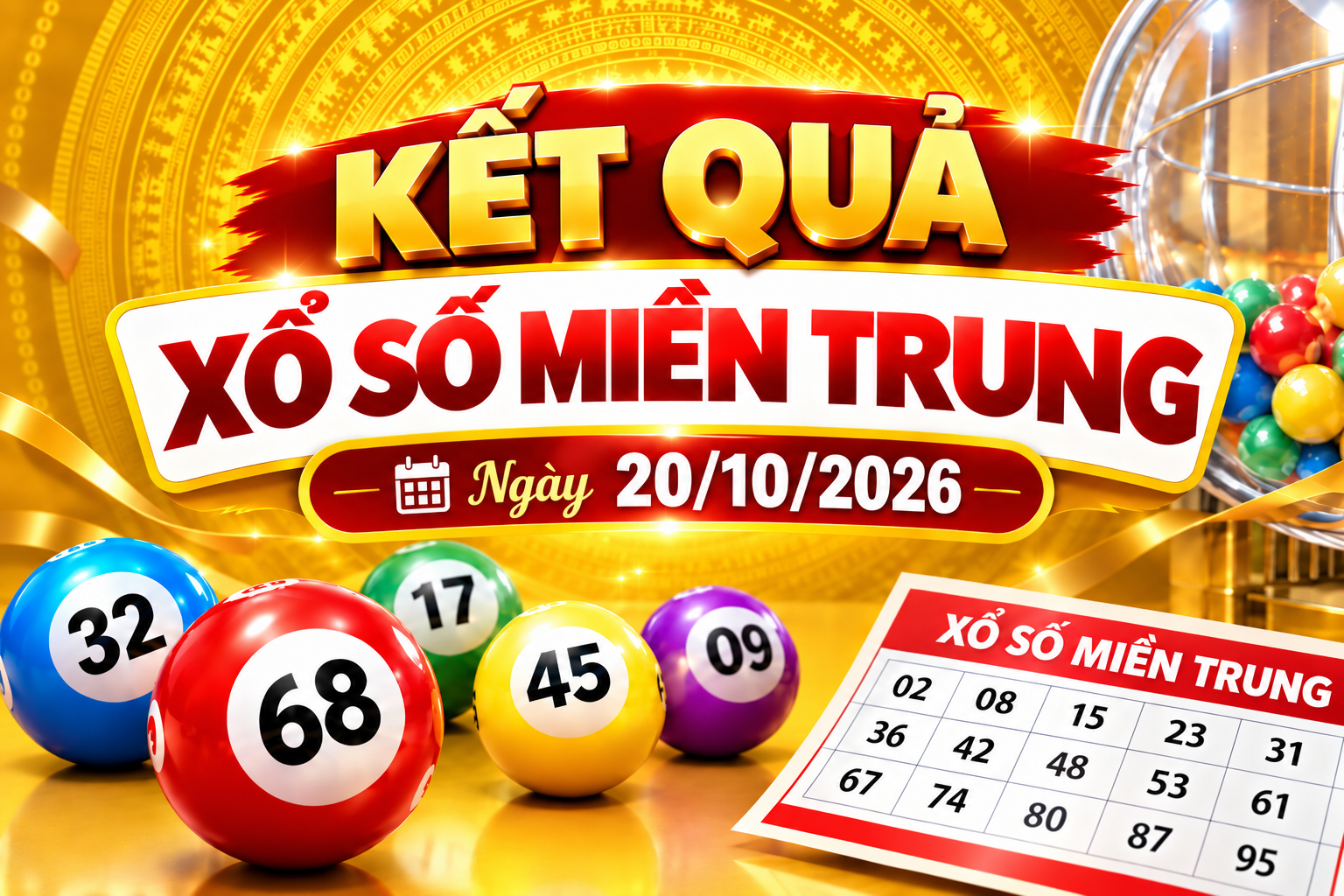 Kết quả xổ số miền Trung hôm nay ngày 20/10/2026
