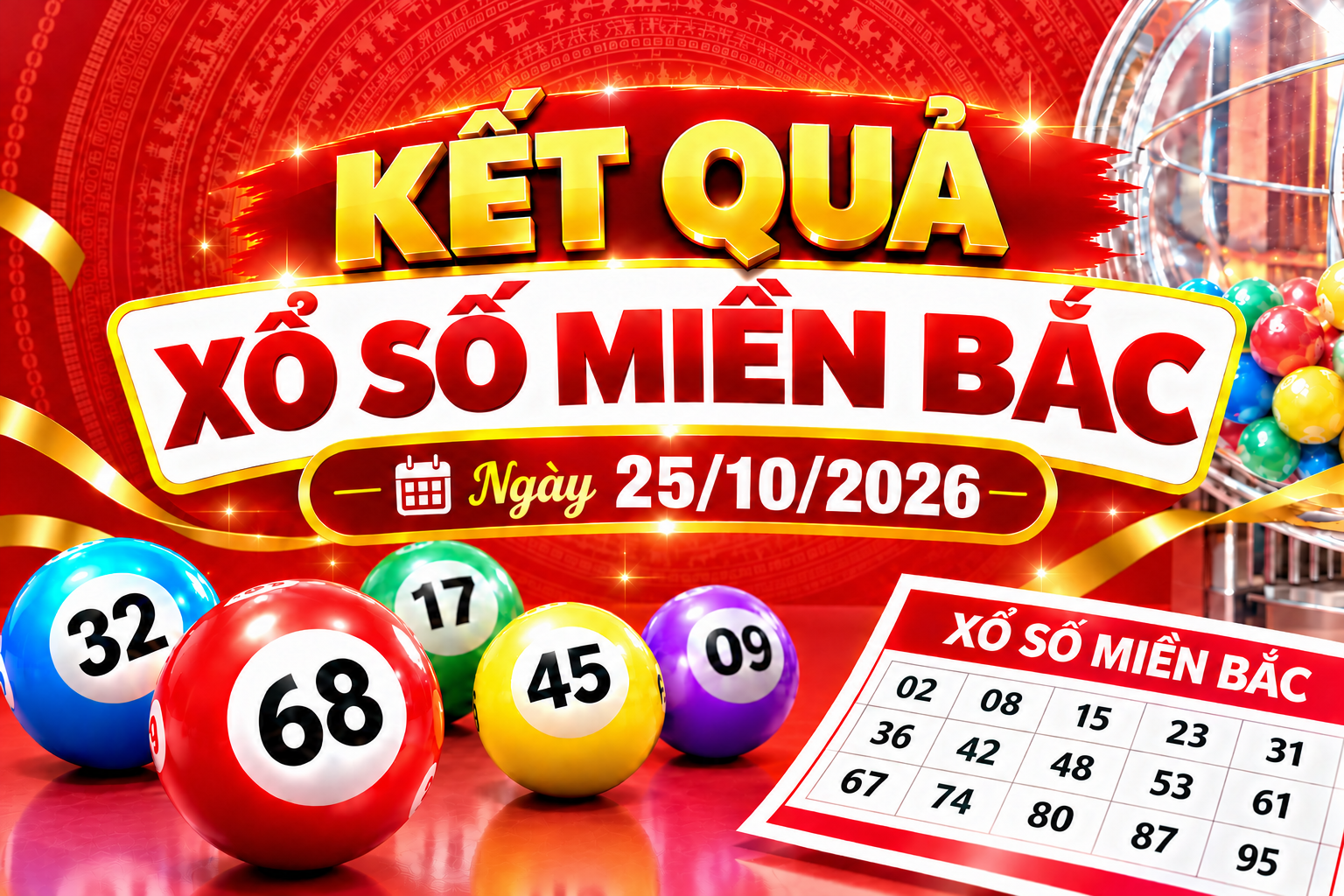 Kết quả xổ số miền Bắc hôm nay ngày 25/10/2026