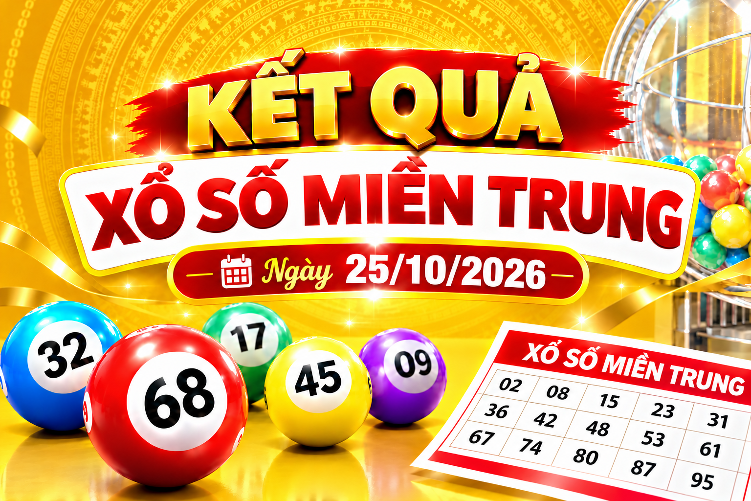 Kết quả xổ số miền Trung hôm nay ngày 25/10/2026