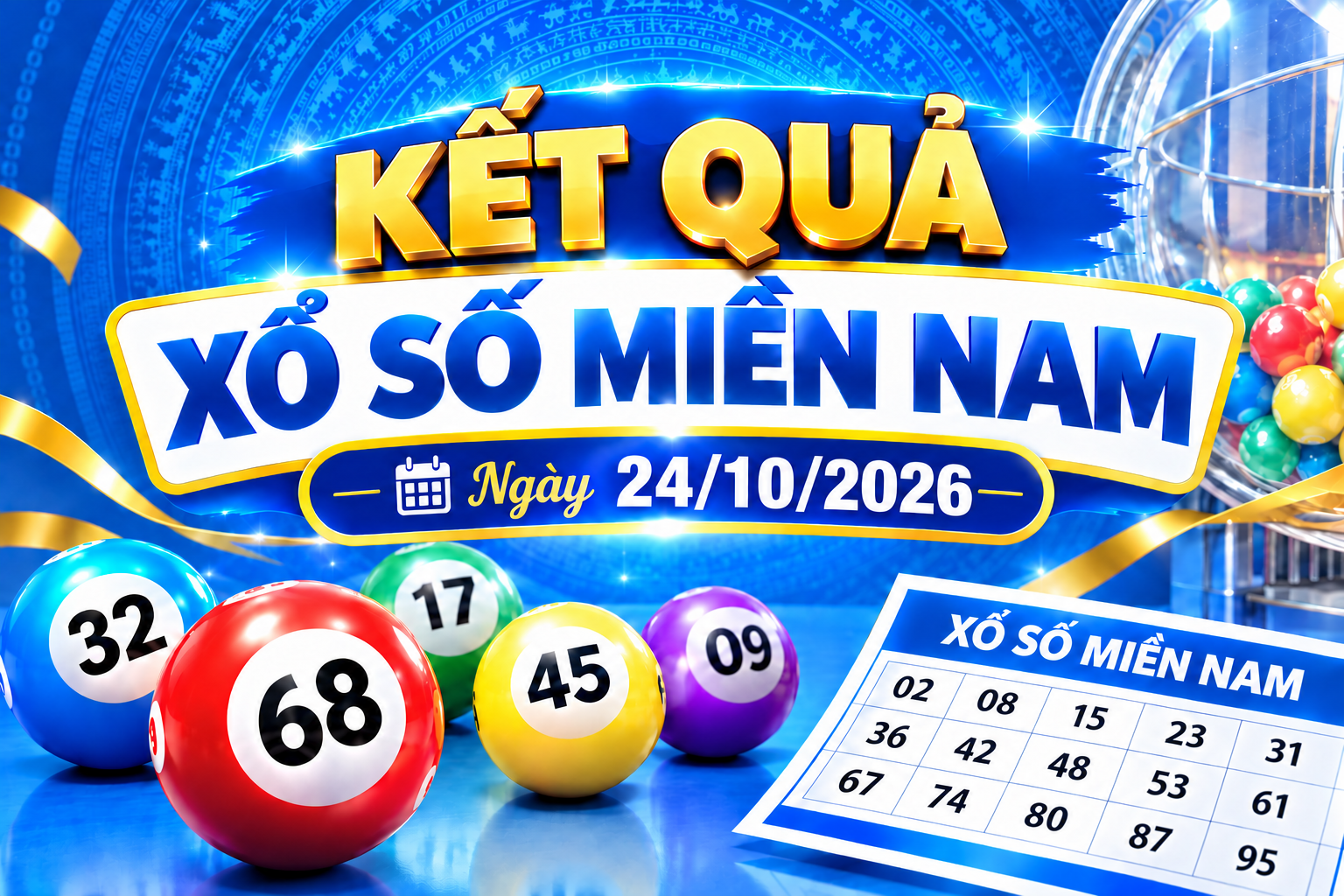 Kết quả xổ số miền Nam hôm nay ngày 24/10/2026