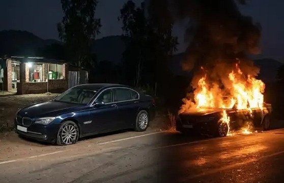 BMW cháy rụi sau khi thủng lốp, bảo hiểm lấy lý do chủ xe bỏ đi để né bồi thường
