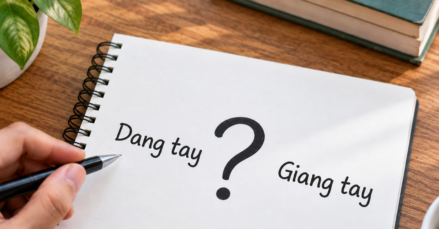 Dang tay hay giang tay viết đúng chính tả tiếng Việt?