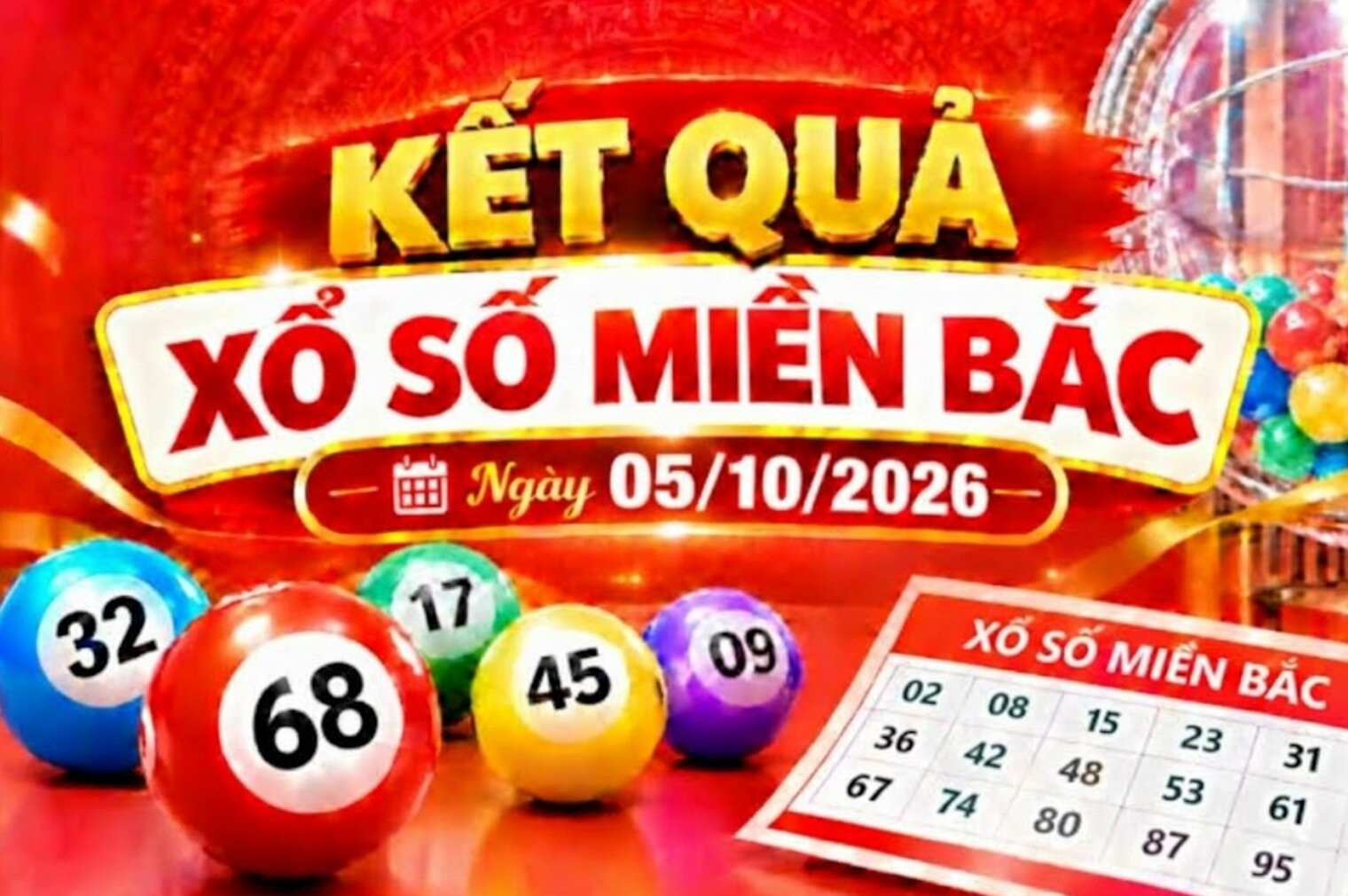 Kết quả xổ số miền Bắc hôm nay ngày 05/10/2026