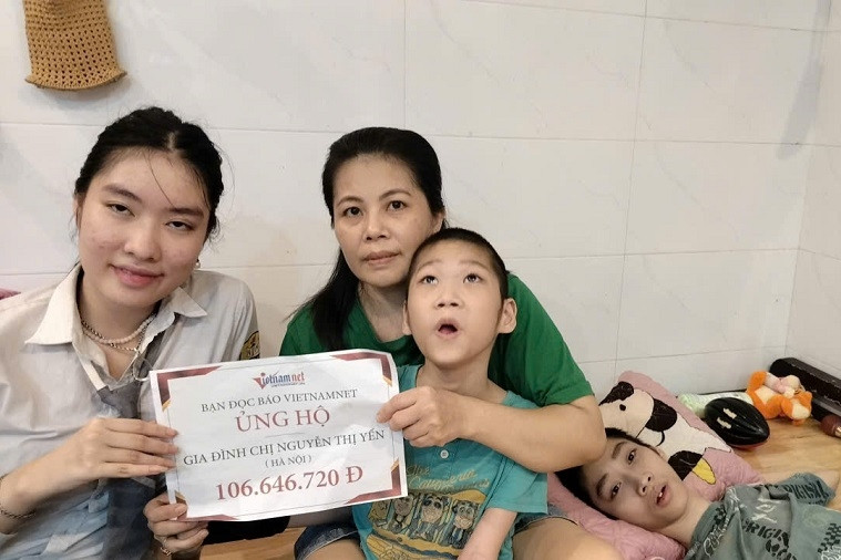 Bạn đọc ủng hộ hơn 106 triệu đồng đến gia đình nuôi 3 con mắc bệnh về não