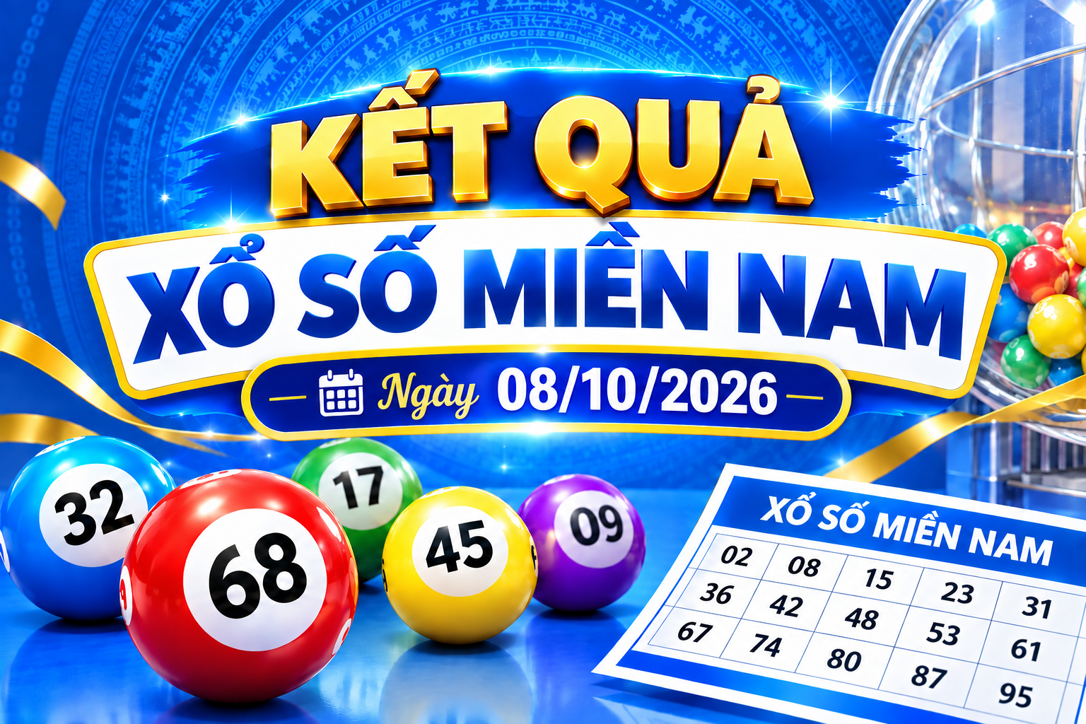 Kết quả xổ số miền Nam hôm nay ngày 08/10/2026