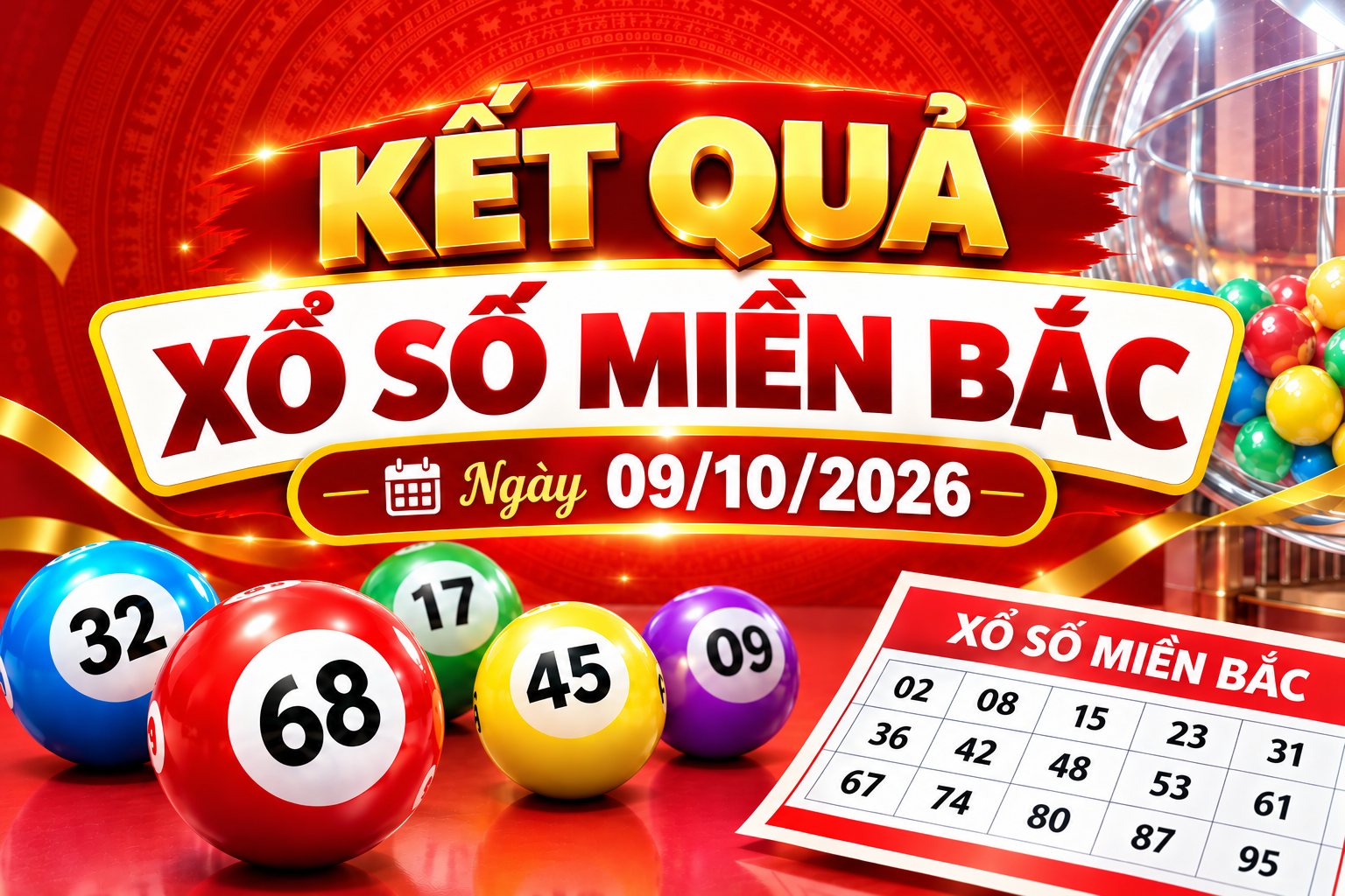 Kết quả xổ số miền Bắc hôm nay ngày 09/10/2026
