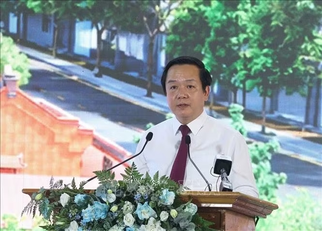 Đồng chí Phạm Quang Ngọc, Uỷ viên Trung ương Đảng, Bí thư Tỉnh uỷ Hưng Yên phát biểu. Ảnh: Thống Nhất/TXVN