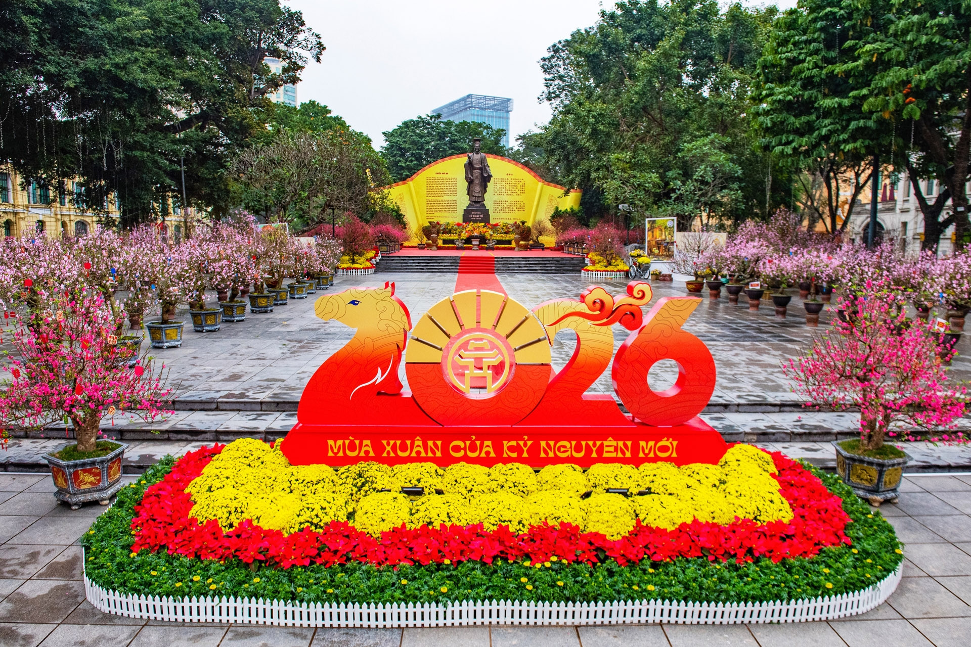 300 gốc đào đắt giá ở 'Không gian hoa xuân Hà Nội' lớn nhất từ trước tới nay