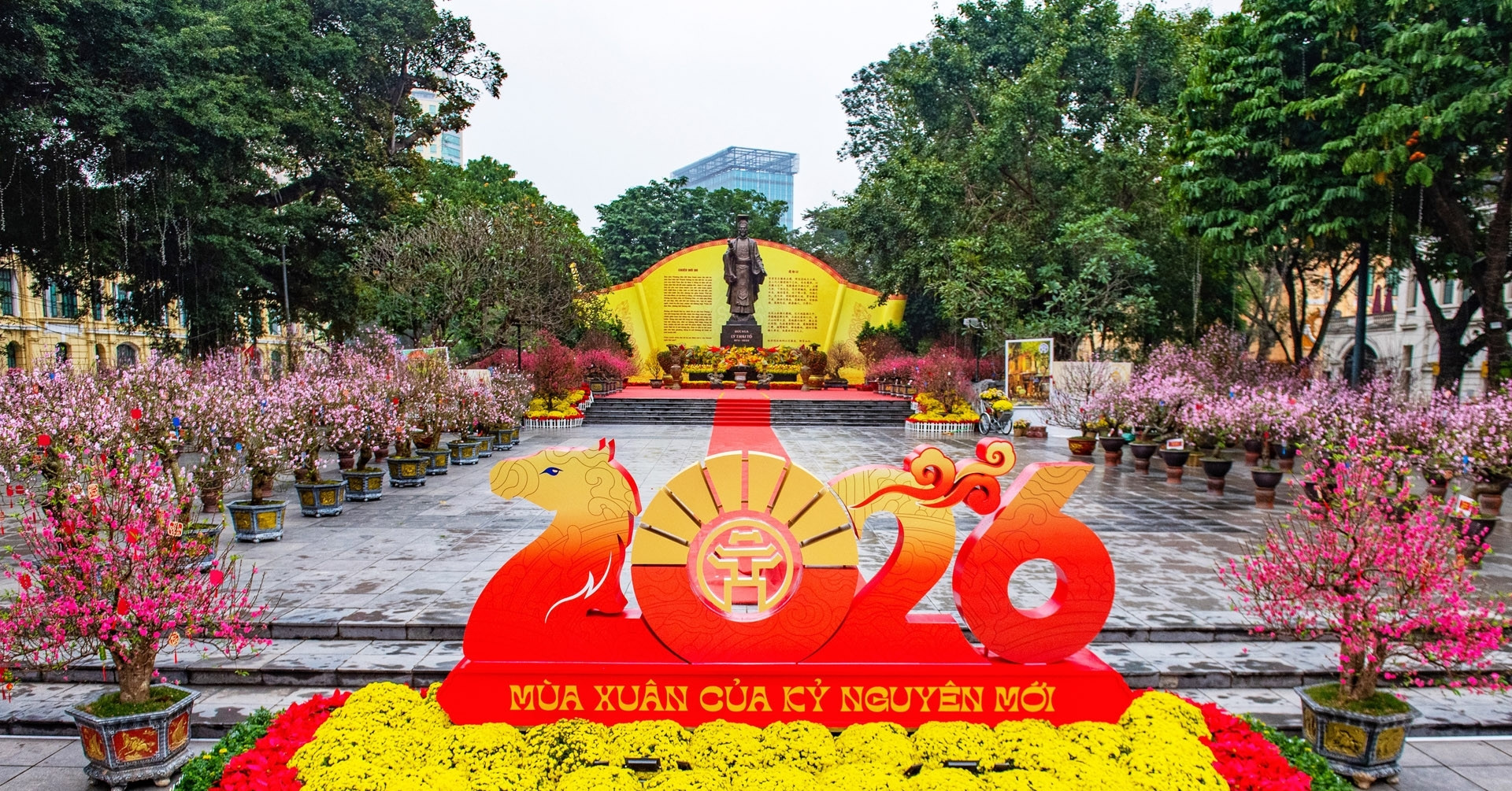 300 gốc đào đắt giá ở 'Không gian hoa xuân Hà Nội' lớn nhất từ trước tới nay