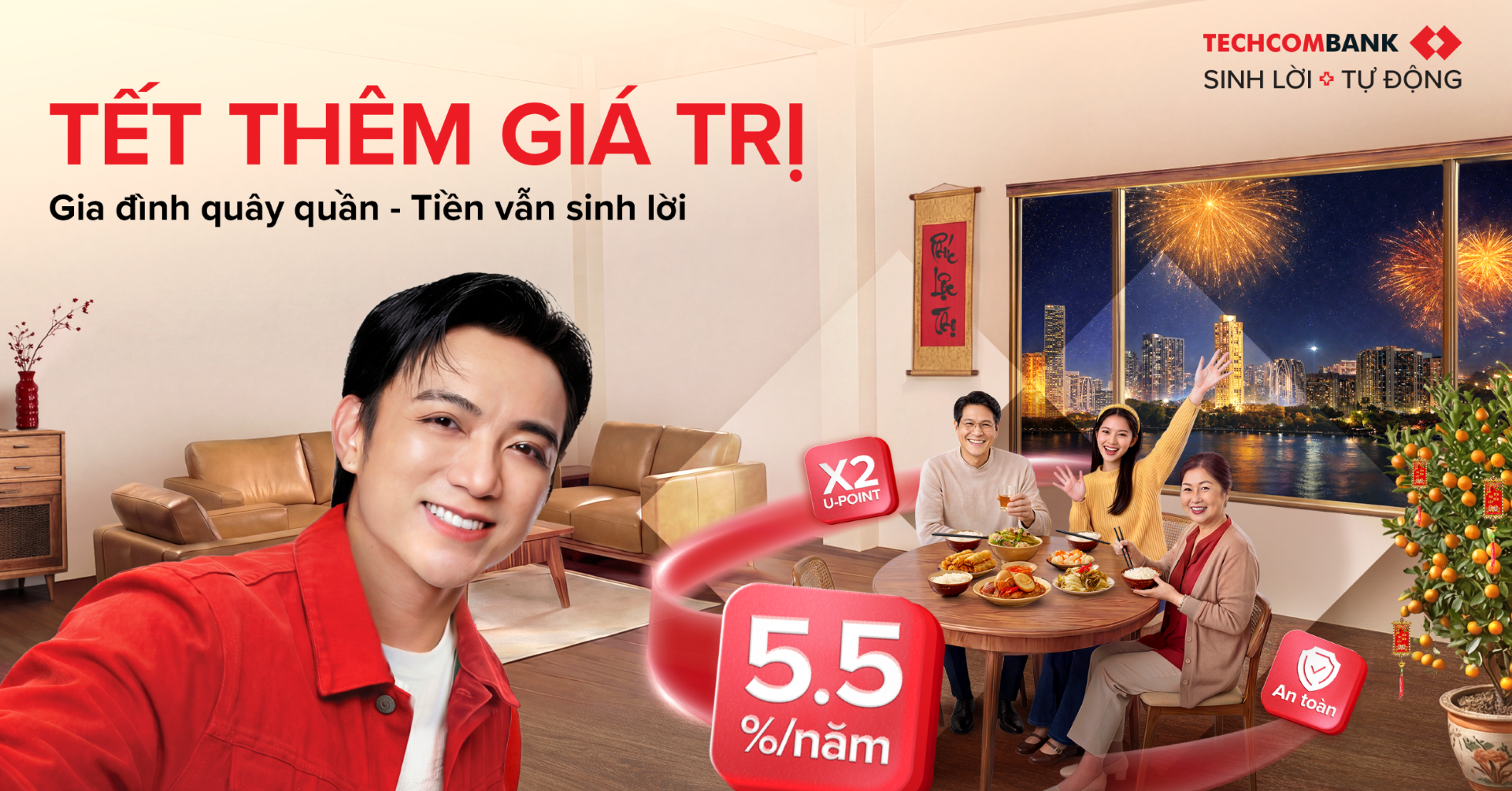 Tối ưu từng đồng tiền nhàn rỗi dịp Tết với Techcombank Sinh Lời Tự Động