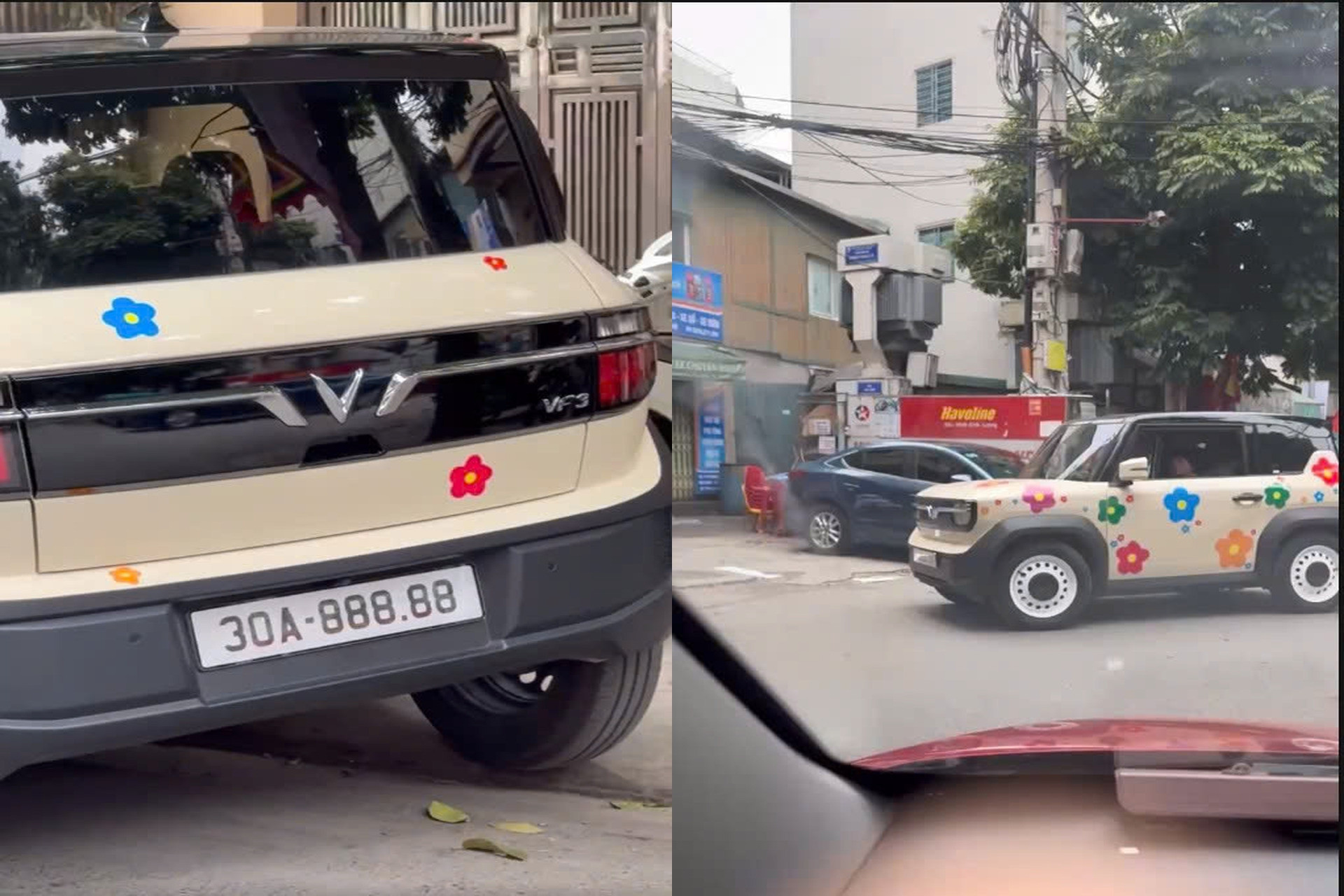 VinFast VF 3 gắn biển số lâu năm 30A-888.88 dạo phố mùng 1 Tết, giá hàng tỷ đồng