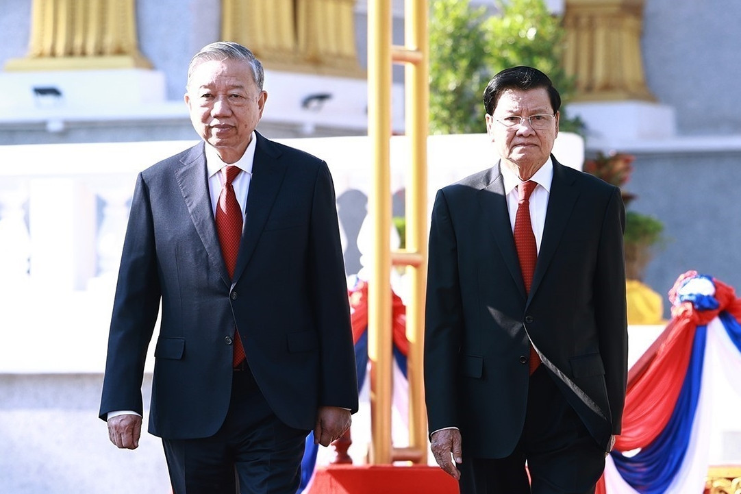 Lễ đón trọng thể Tổng Bí thư Tô Lâm tại thủ đô Vientiane, Lào