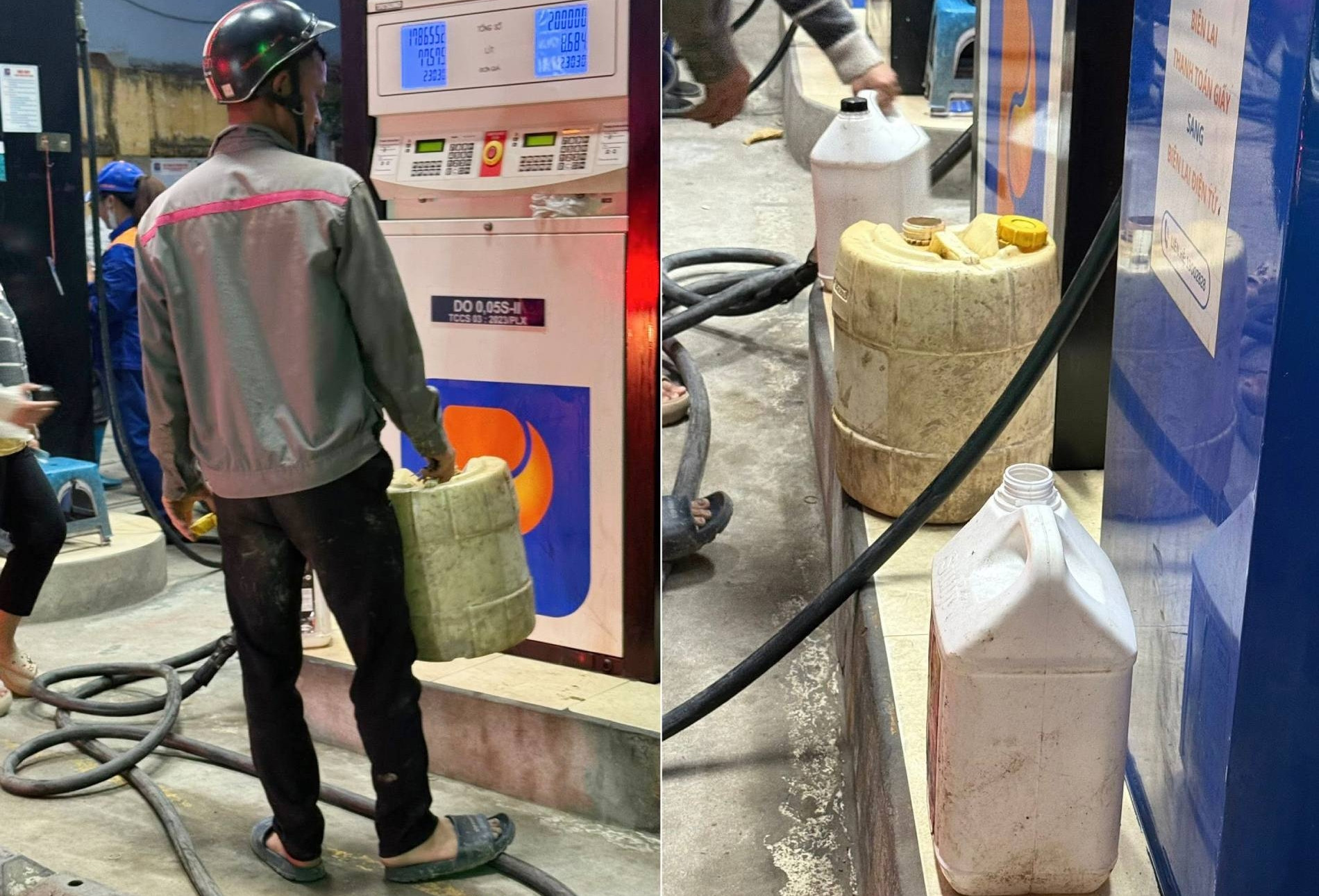 Tài xế xe tải, máy công trình 'kêu khó' vì phía cây xăng từ chối bán vào can