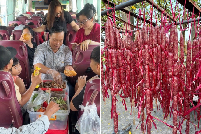 Gia đình 45 người đi du xuân, mang theo 20 con vịt, gà, 30kg lạp xưởng