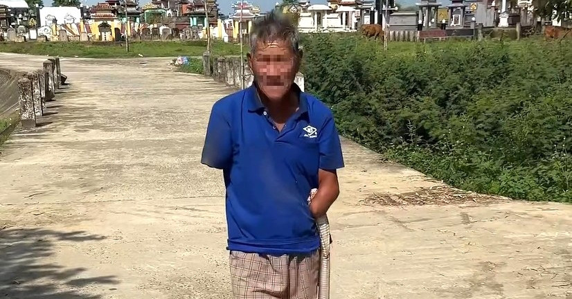 Cụ ông phải đi cấp cứu sau khi kẹp con rắn cắn mình về nhà