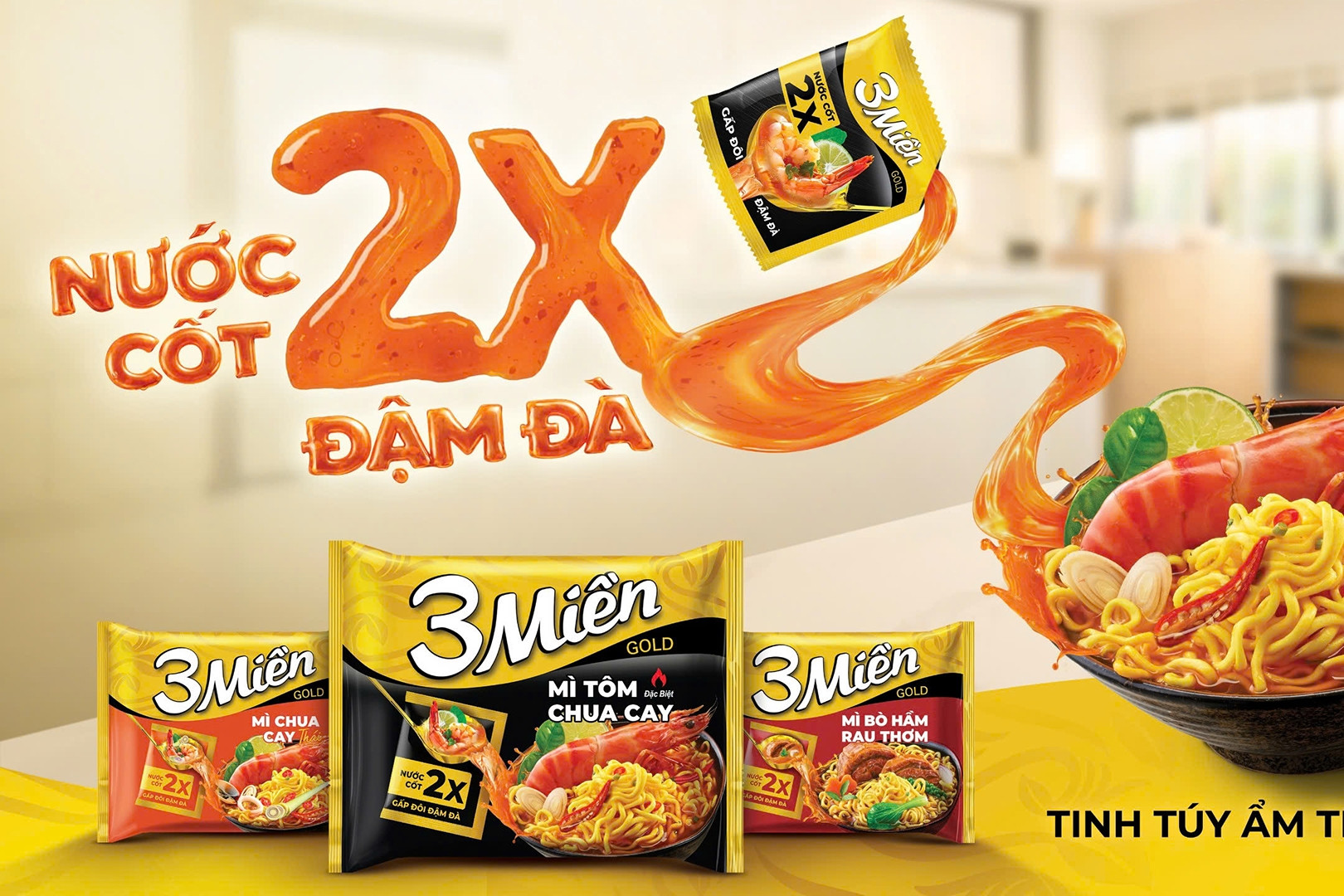 Bí quyết từ gói nước cốt 2X gấp đôi đậm đà từ mì 3 Miền